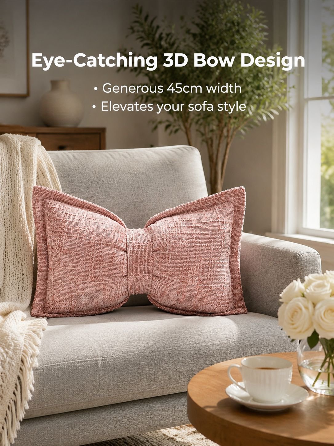 JMY-Chenille Bow Shaped Cushion