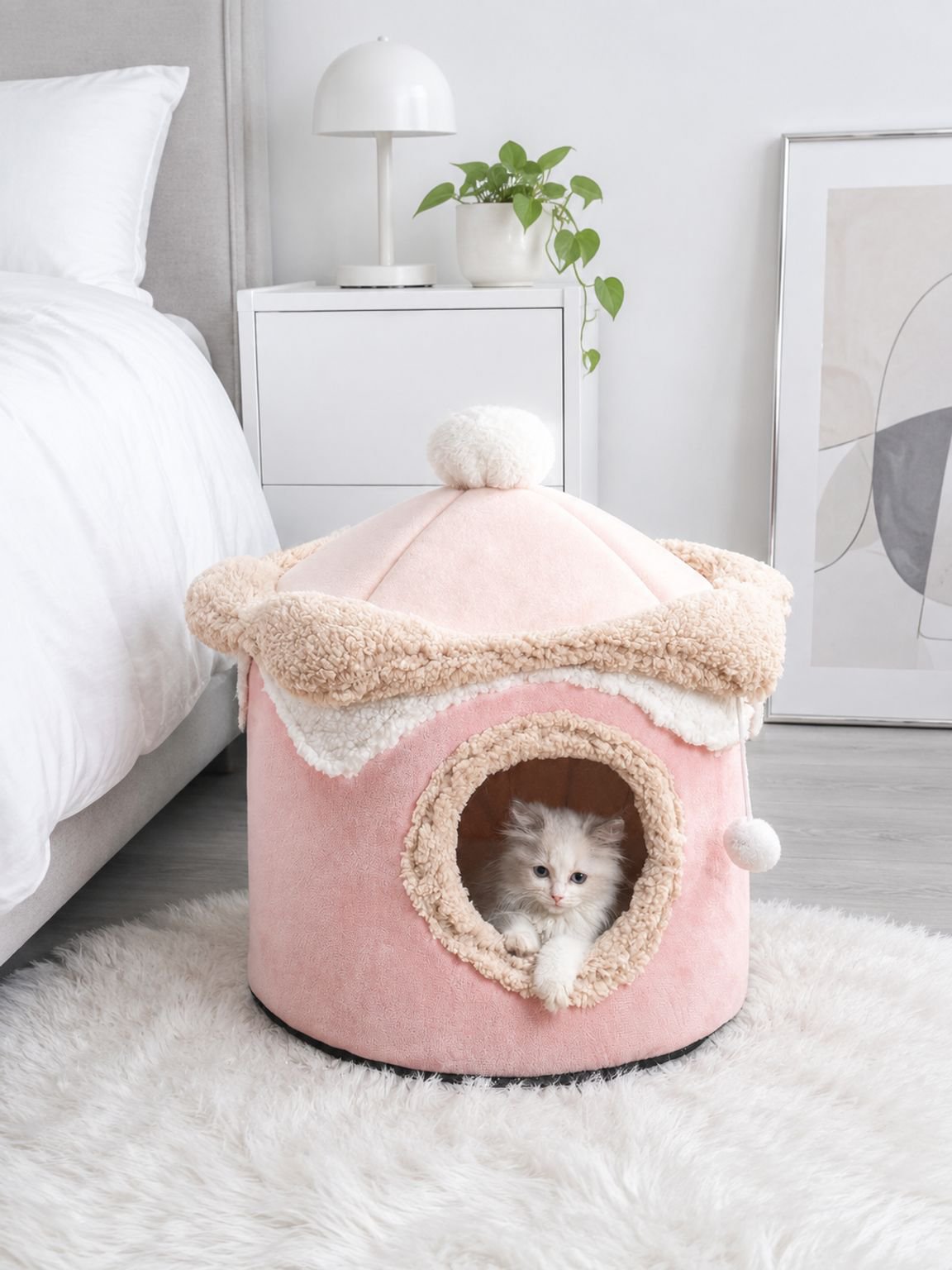 Casa fácil de limpiar para mascotas en forma de helado