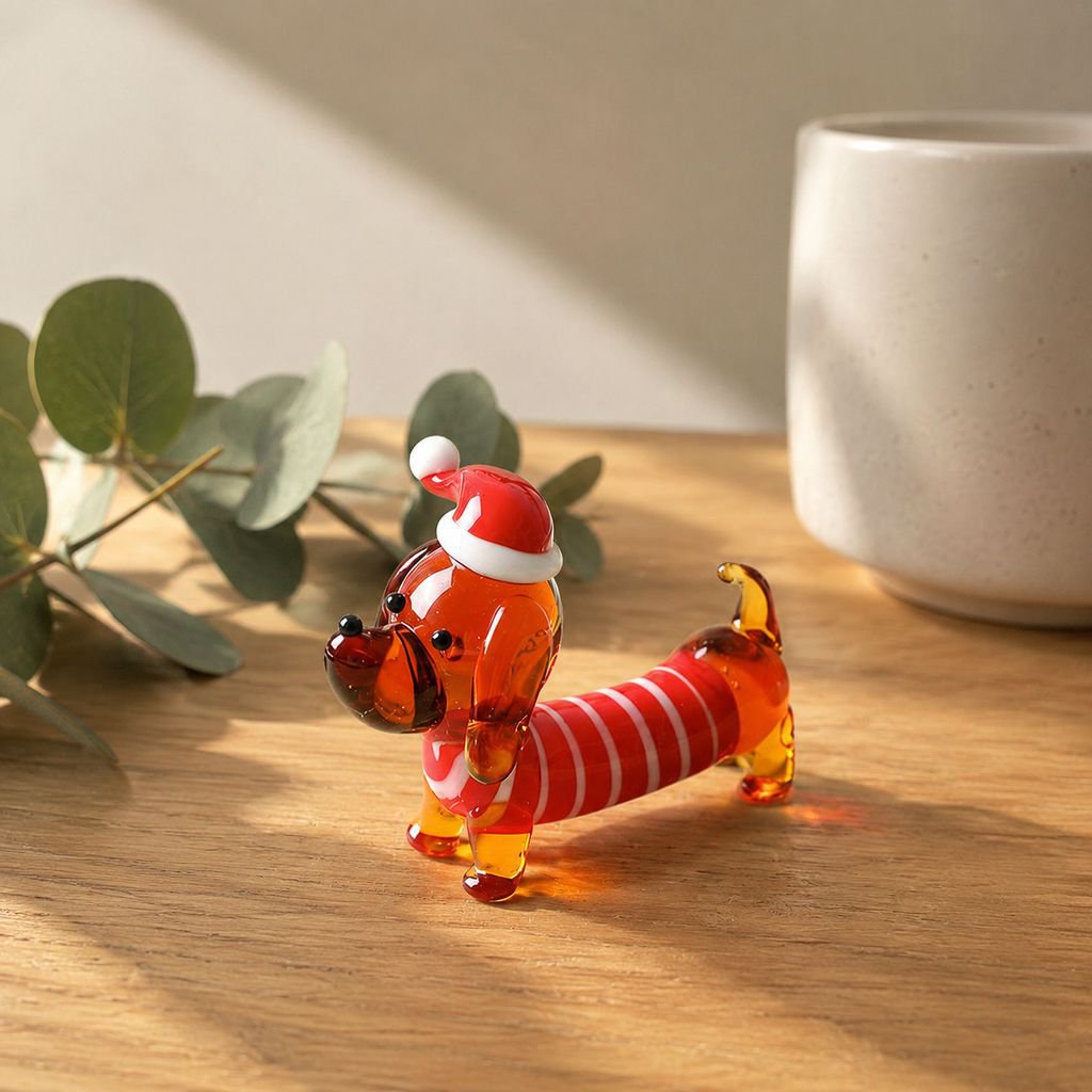 New dachshund glass figurine, various styles of cute Japanese cartoon dog desktop ornaments.