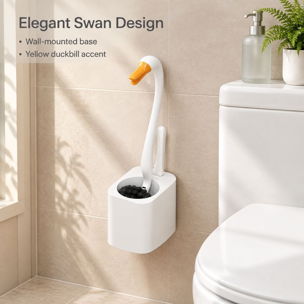 Swan 2-in-1 Wall-Mounted Toilet Brush Household Bathroom Cleaning Brush
