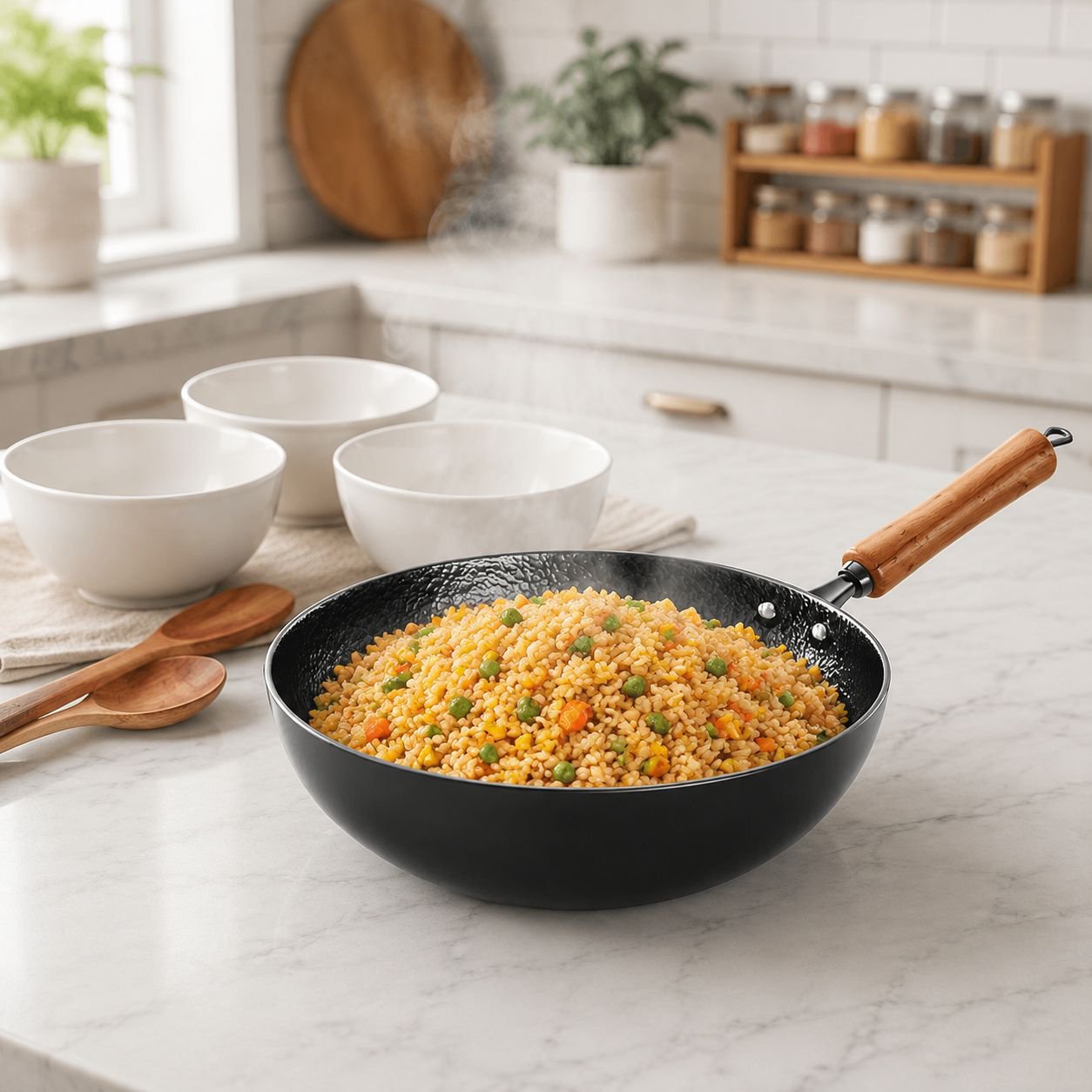 Healthy cooking with nonstick iron pan