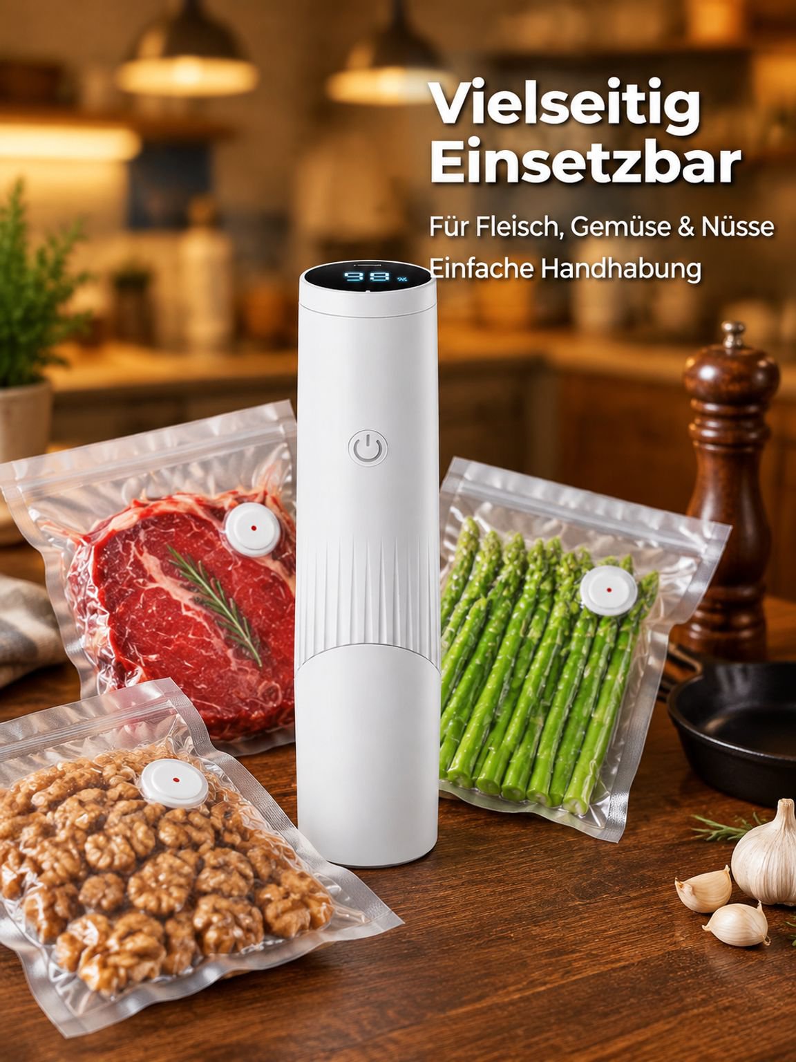 Hand-Vakuumiergerät für Lebensmittel