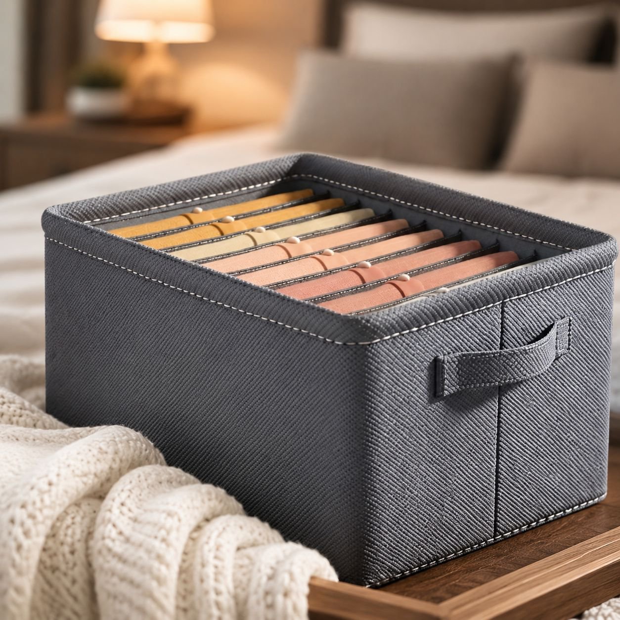 Foldable clothes organizer box with handles