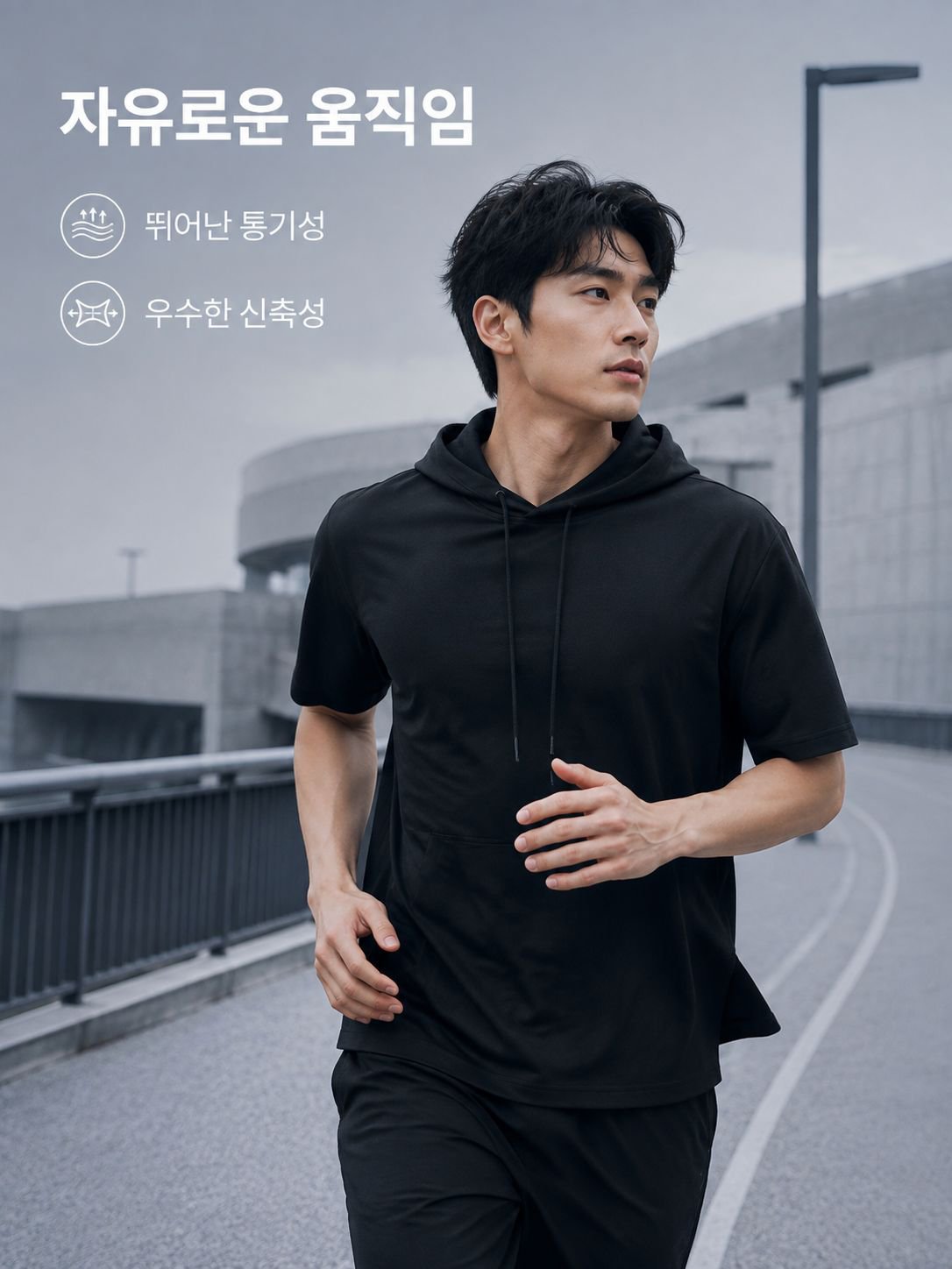 여름용 쿨링감 빠른 건조 후드티