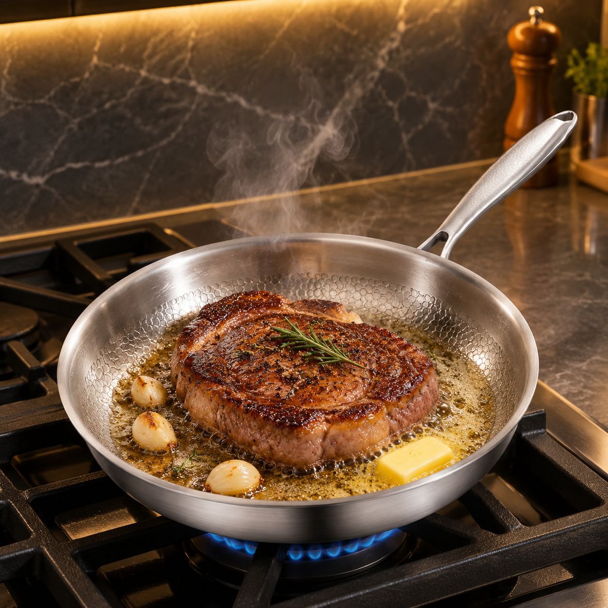 Frying eggs in uncoated non-stick pan