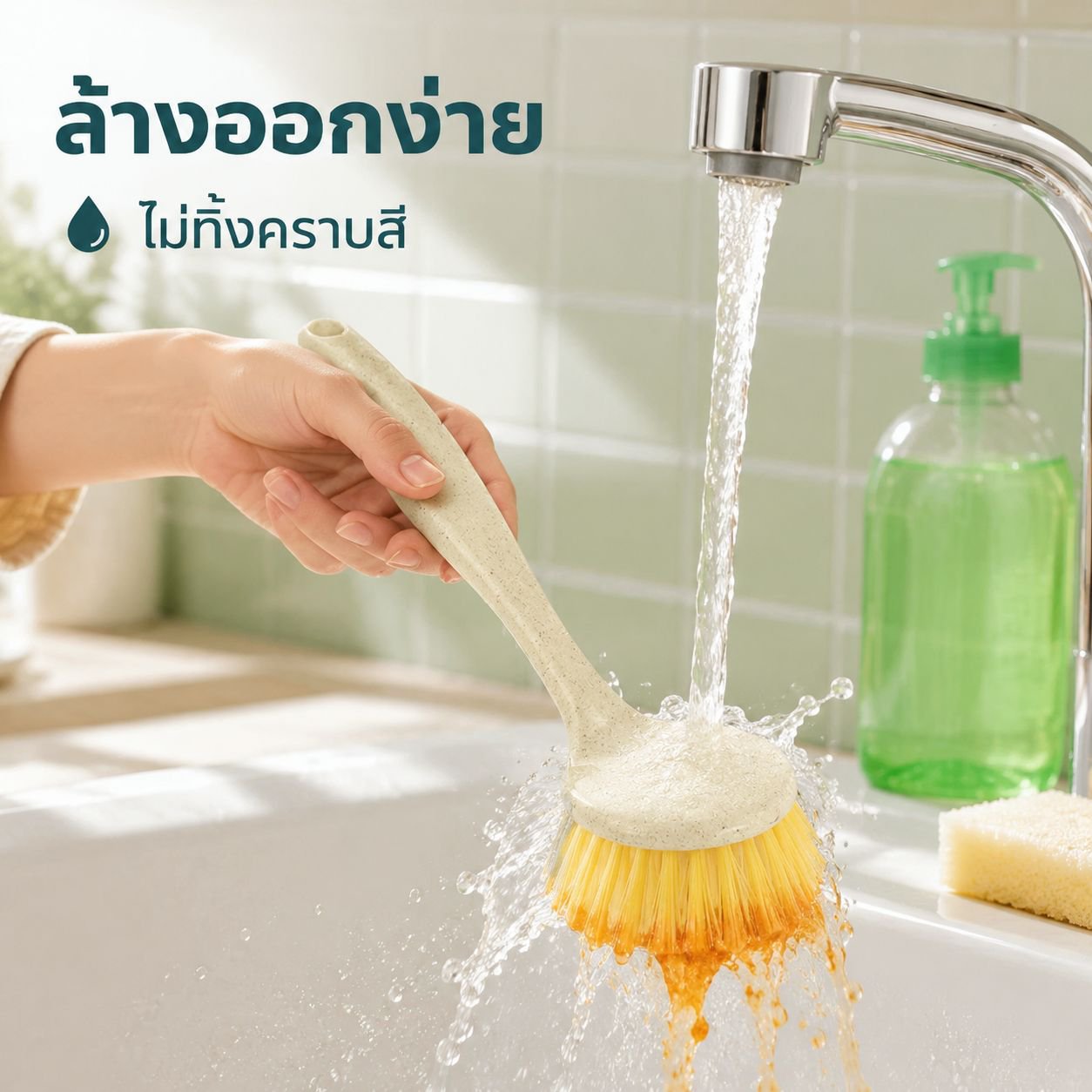 แปรงทำความสะอาดหม้อด้ามยาวอเนกประสงค์