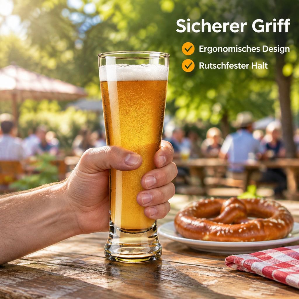 Dickwandiger Bierkrug aus Glas mit großem Fassungsvermögen
