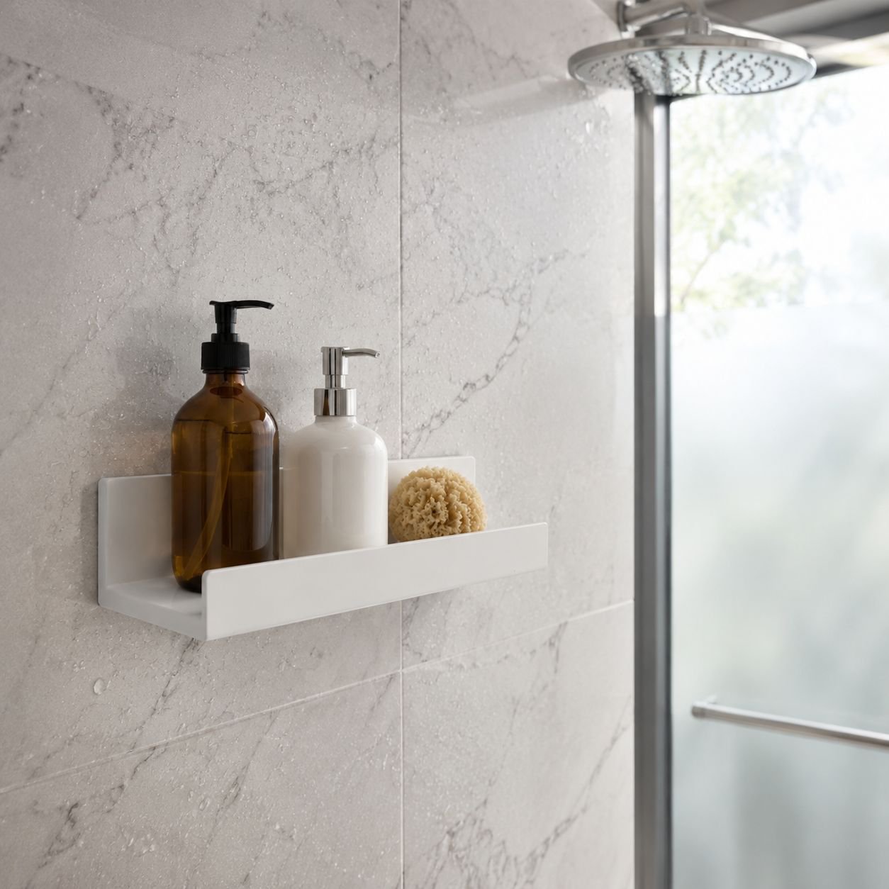 Estante de baño sin taladro, organizador para cosméticos