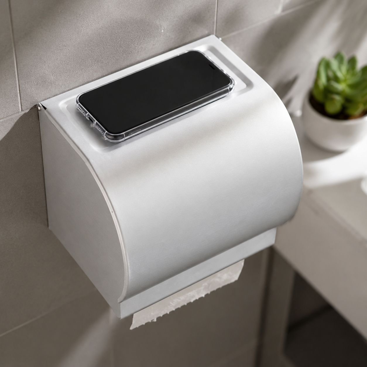 防水マット付きトイレットペーパーホルダーの使用例