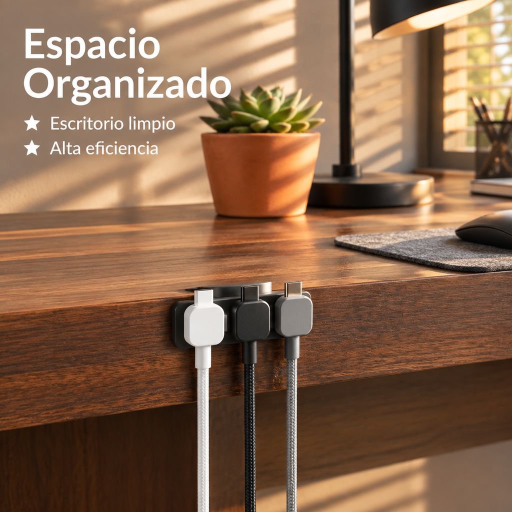 Organizador de Cables Magnético Clips para Cable de Carga USB Escritorio y Auto