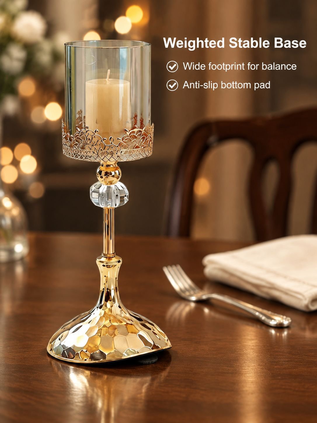 Elegant crystal candle holder for dining table decoration