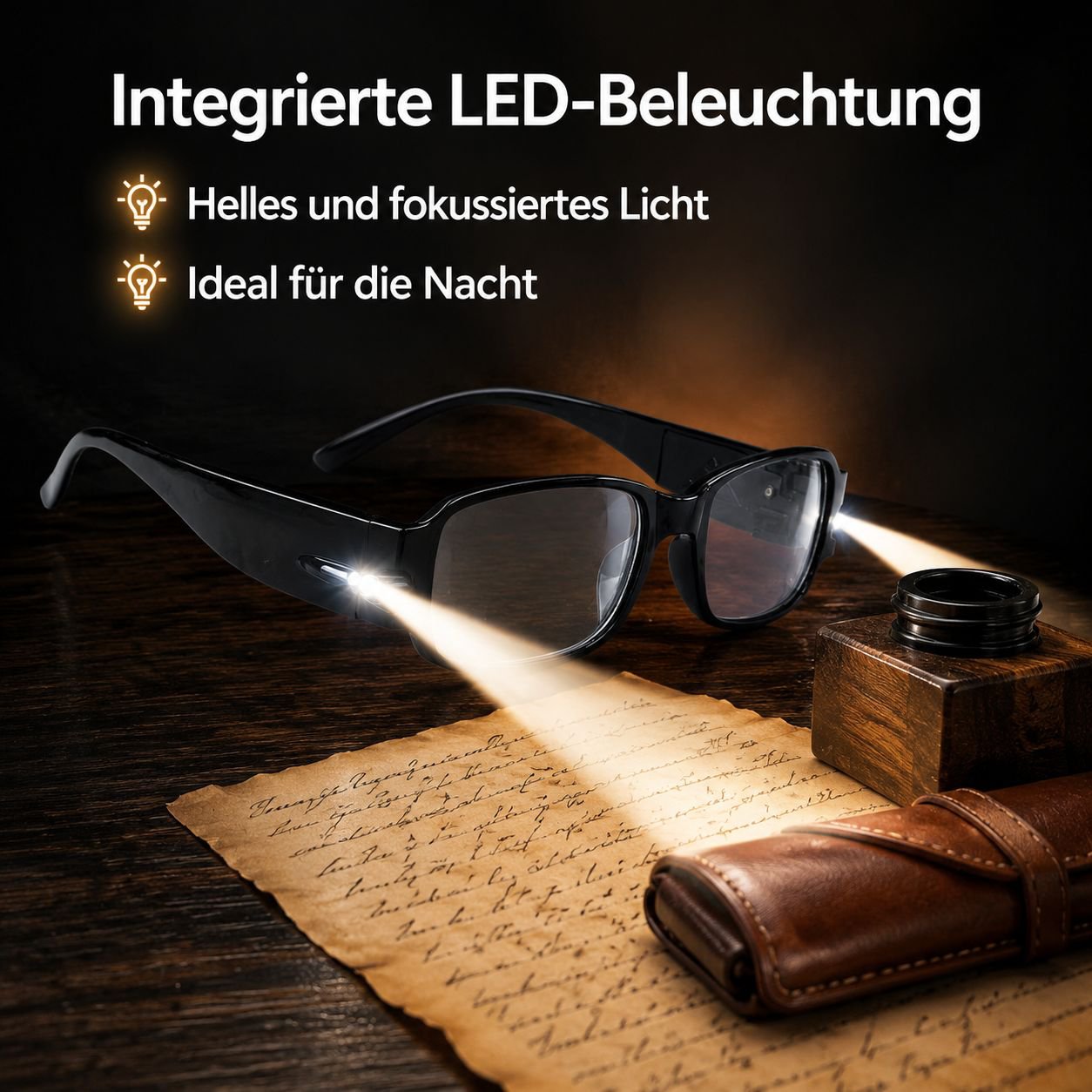 Nachtsicht-Lesebrille mit hoher Auflösung und integrierter Beleuchtung