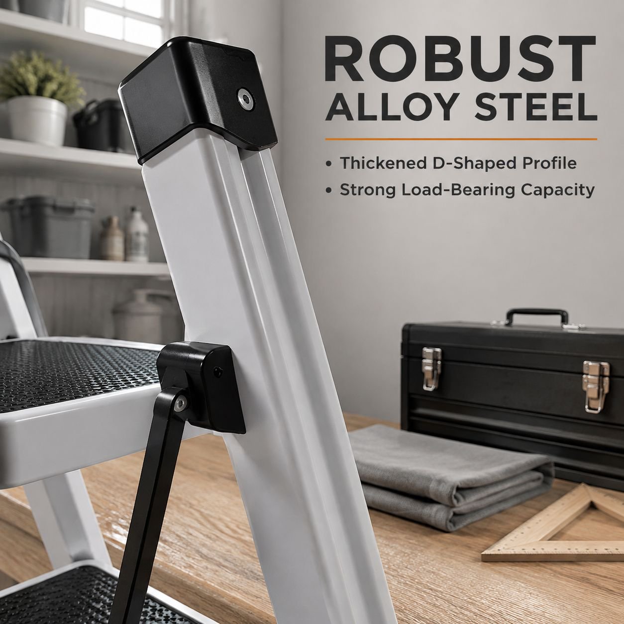 Household folding telescopic thickened aluminum alloy A-frame ladder