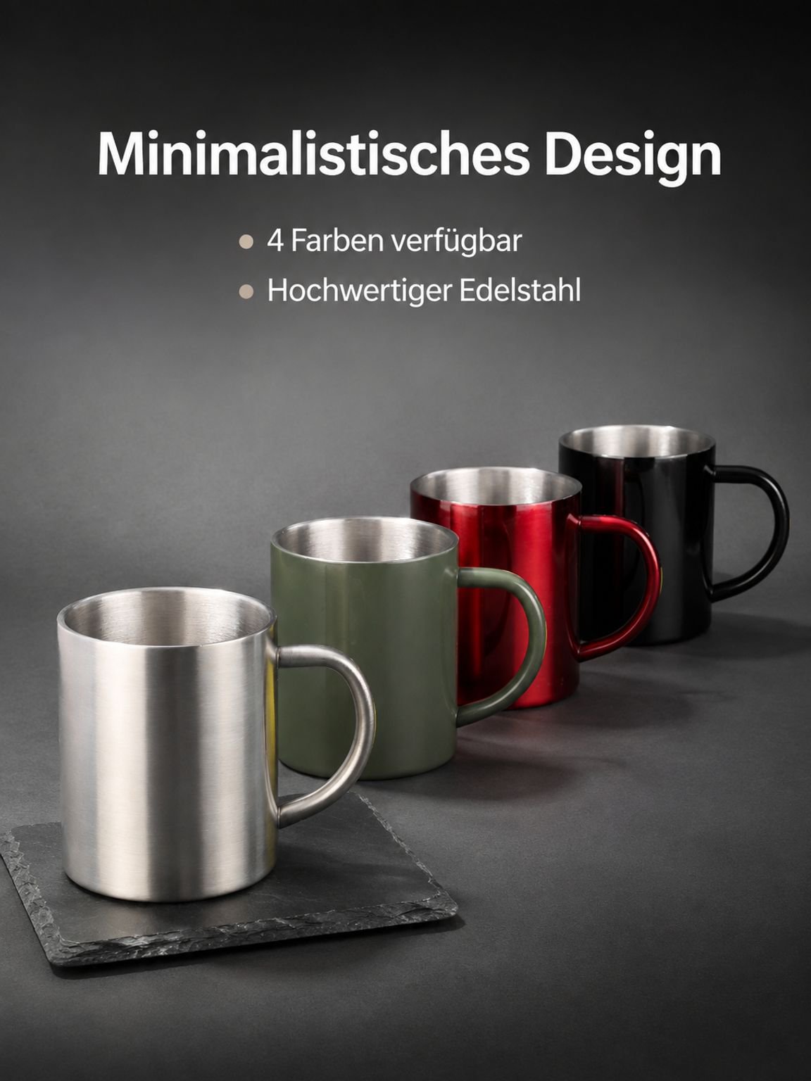 Becher aus Edelstahl 304 mit doppelwandigem Griff