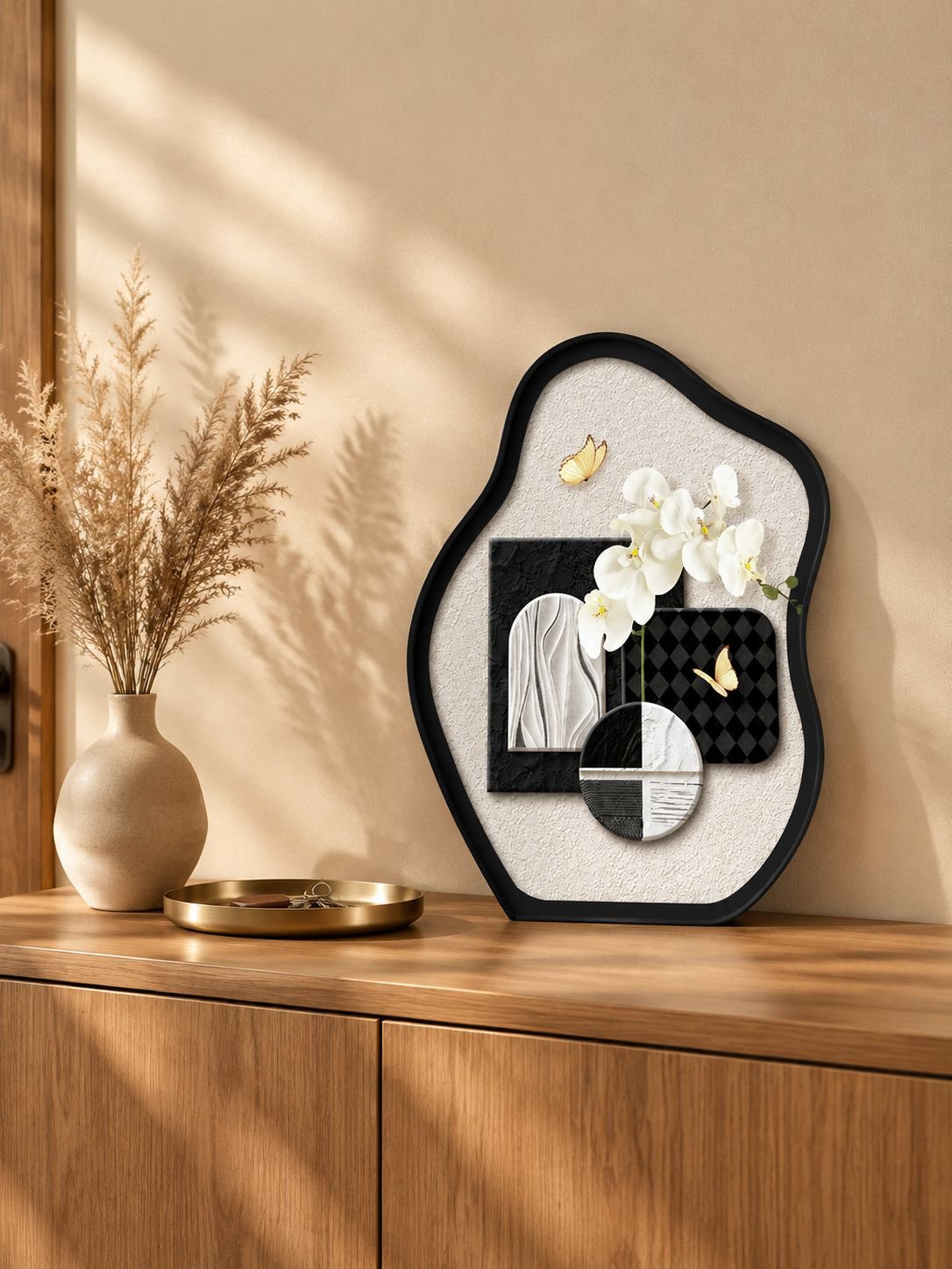 Cuadro decorativo con orquídeas y mariposas