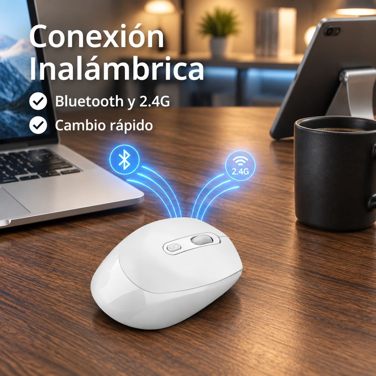 Ratón Bluetooth inalámbrico de modo dual recargable
