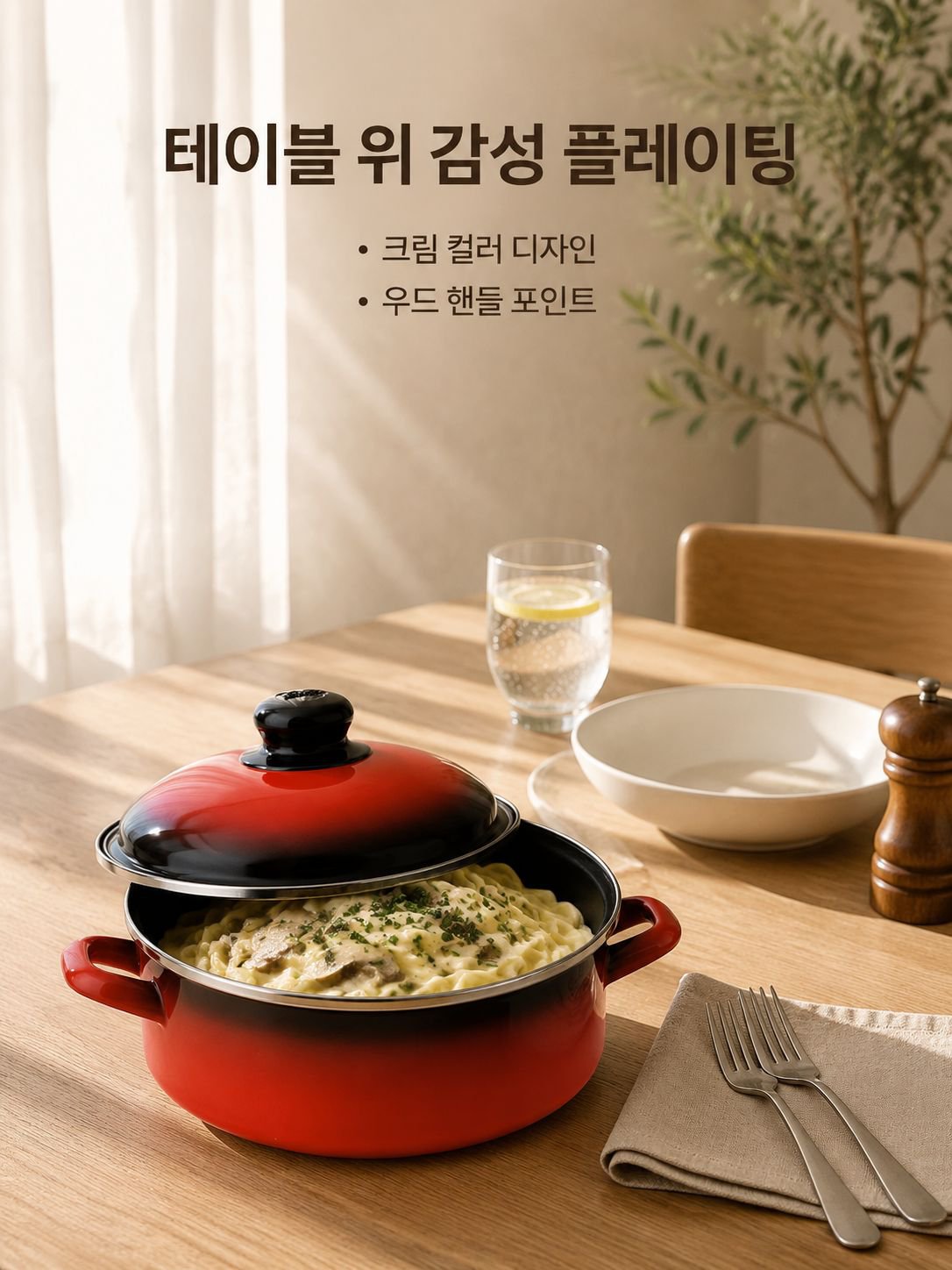 가정용 찜냄비와 볶음팬 세트