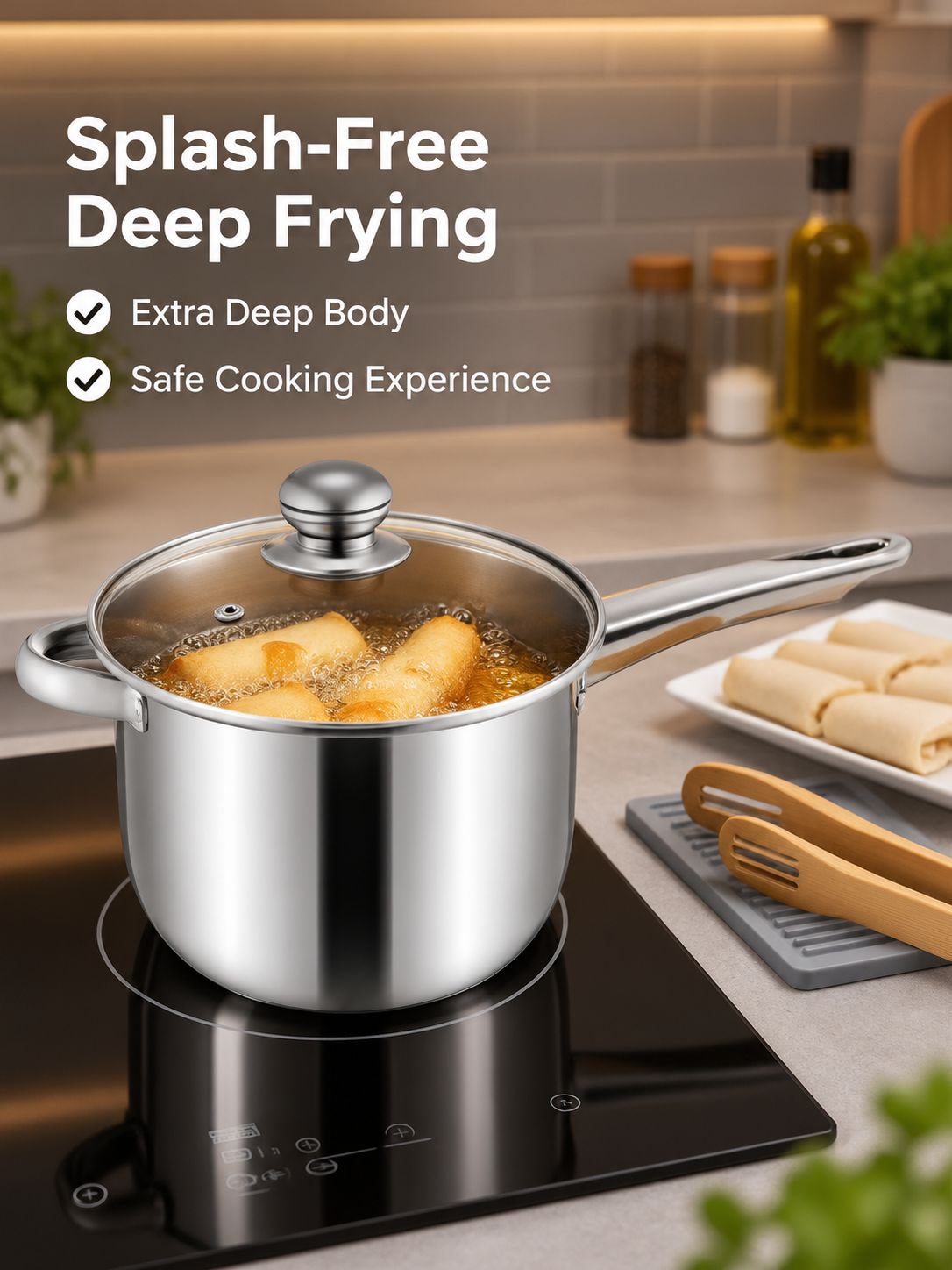 Large-capacity stainless steel deep fryer