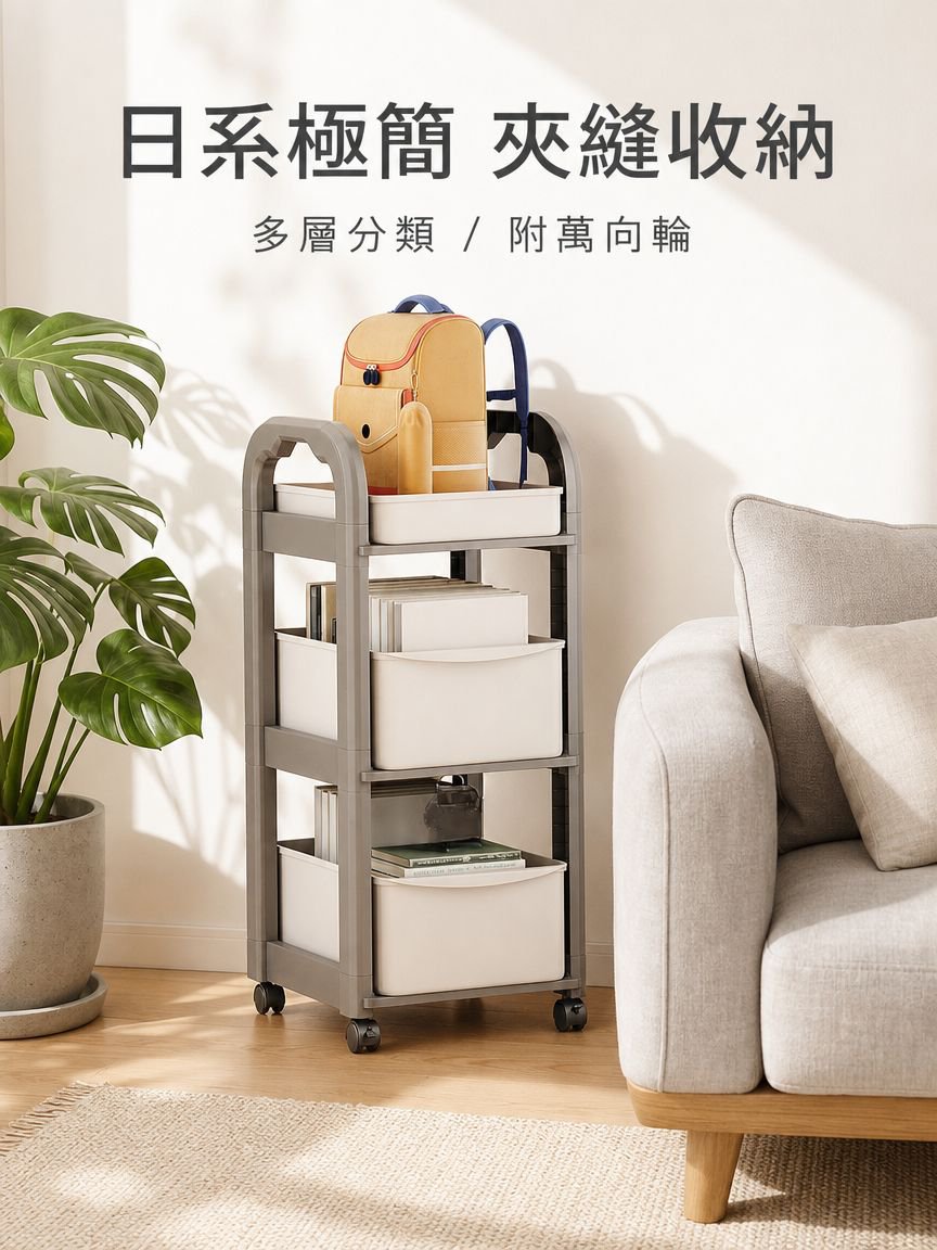 多用途帶輪收納架