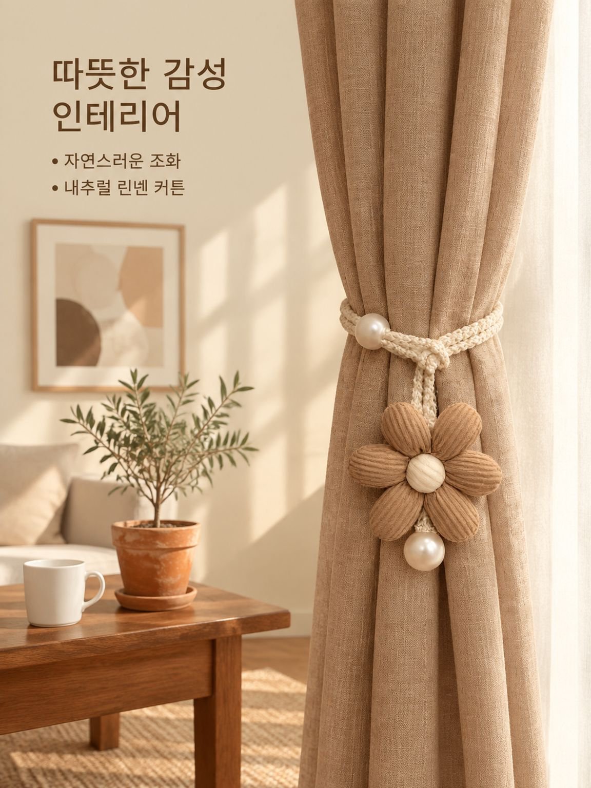 진주 버튼 커튼 로프