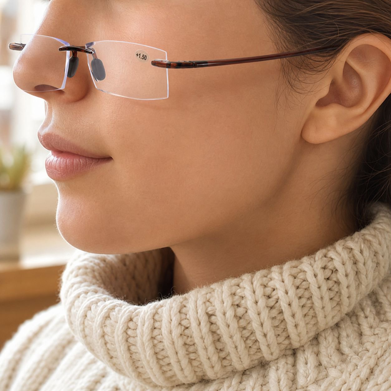 Gafas de lectura sin montura con corte angular y protección contra luz azul