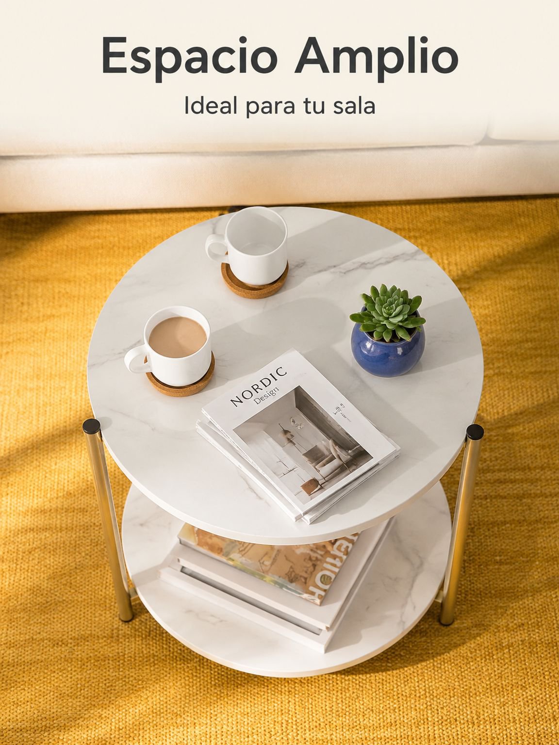 Sofá minimalista, mesa de centro para sala de estar