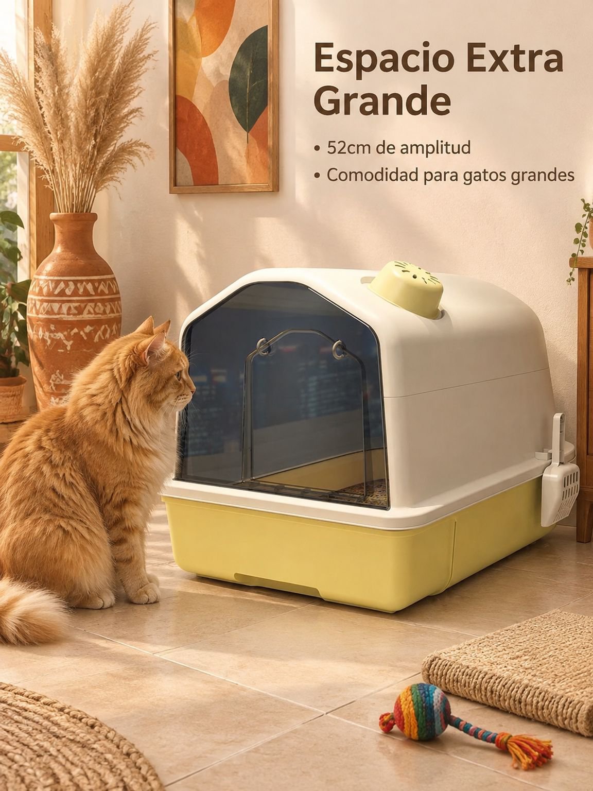 Arenero para gatos completamente cerrado y extra grande, antiolor