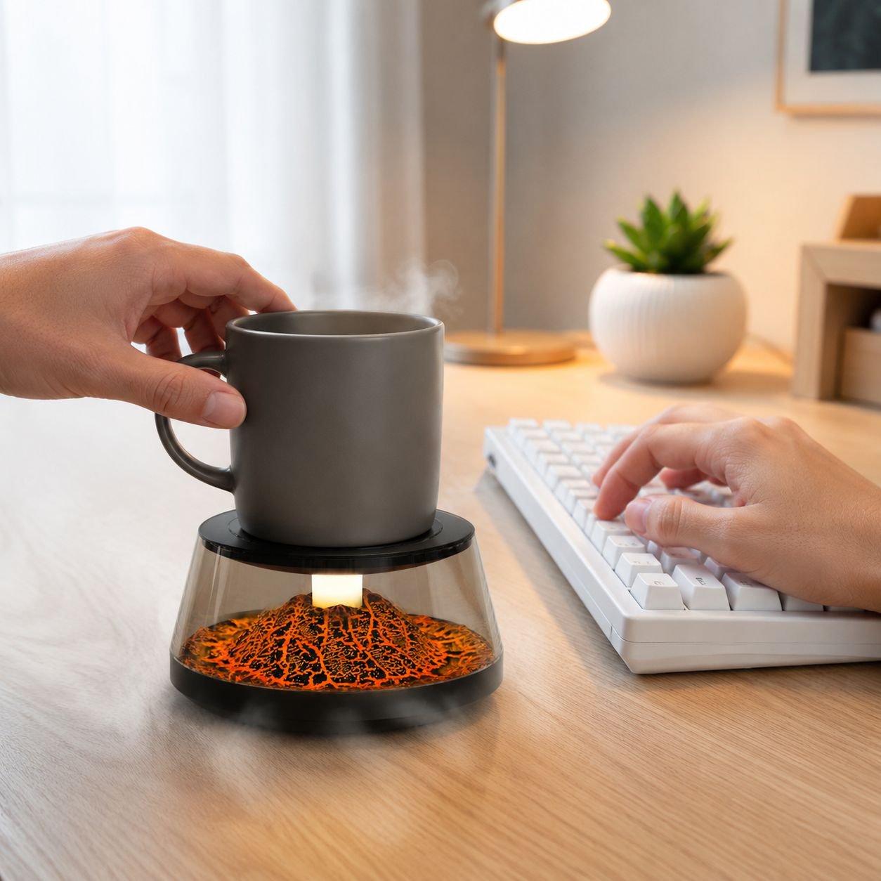 Safe and energy-efficient heated cup pad