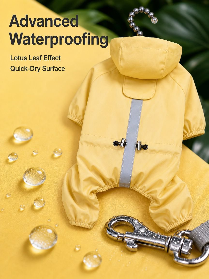 Reflective four-legged raincoat for pets