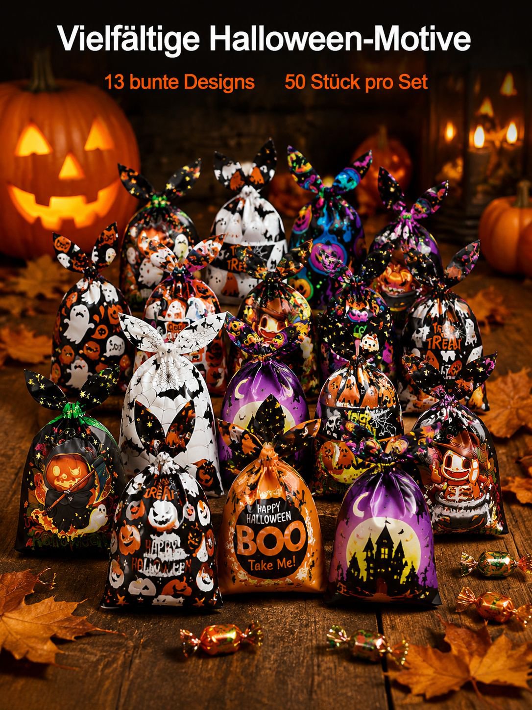 Halloween-Geschenktüten, 50 Stück pro Packung