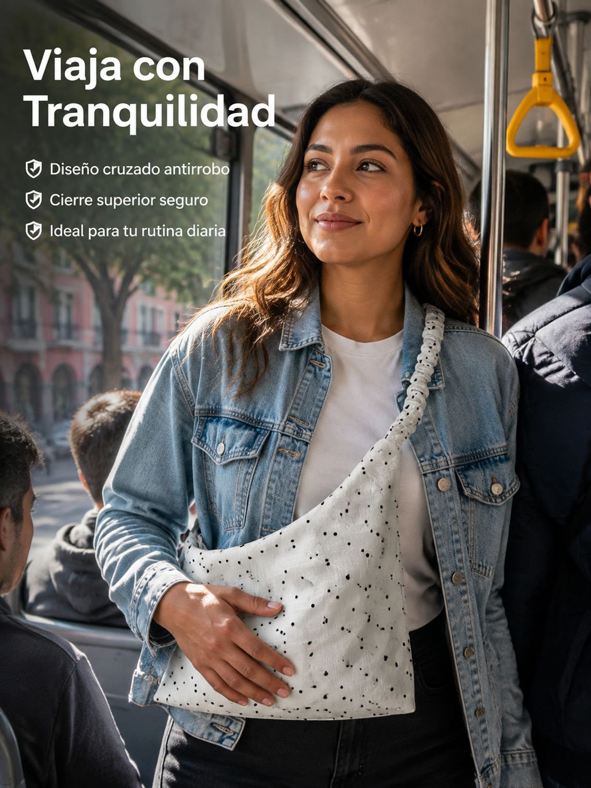 Bolso de lona con lunares de gran capacidad para trabajo y uso diario, estilo coreano