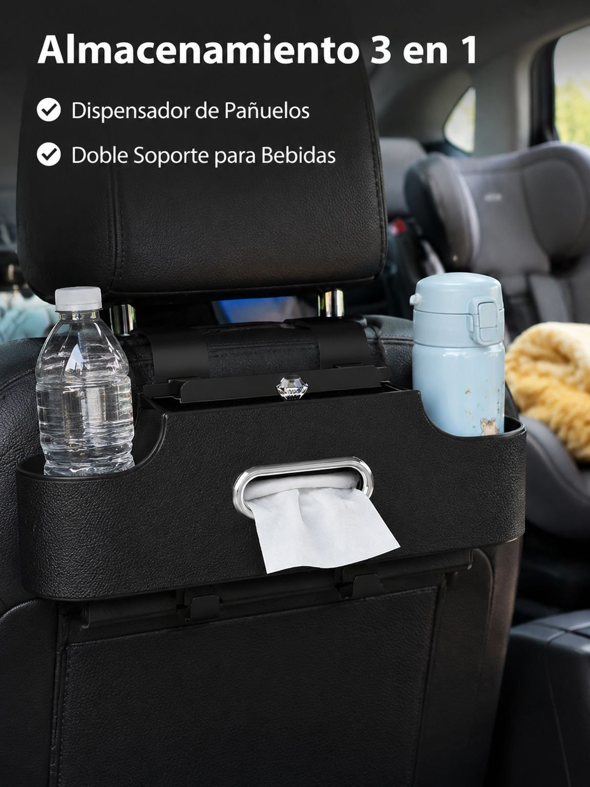 Caja de pañuelos para el respaldo del asiento del coche