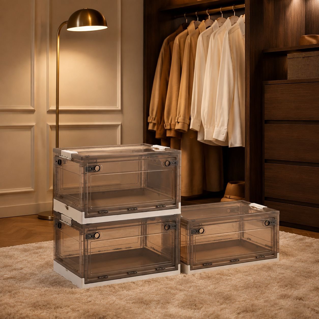 Portable storage box for closet organization