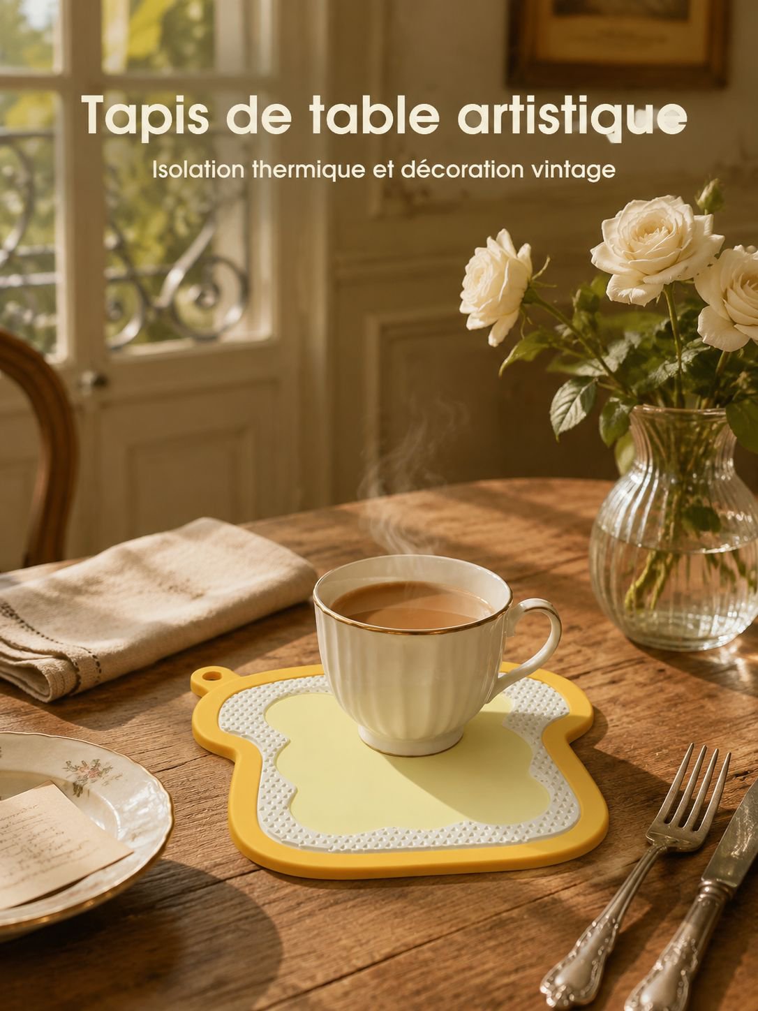 Tapis d'isolation thermique en silicone 3-en-1 pour bols et assiettes