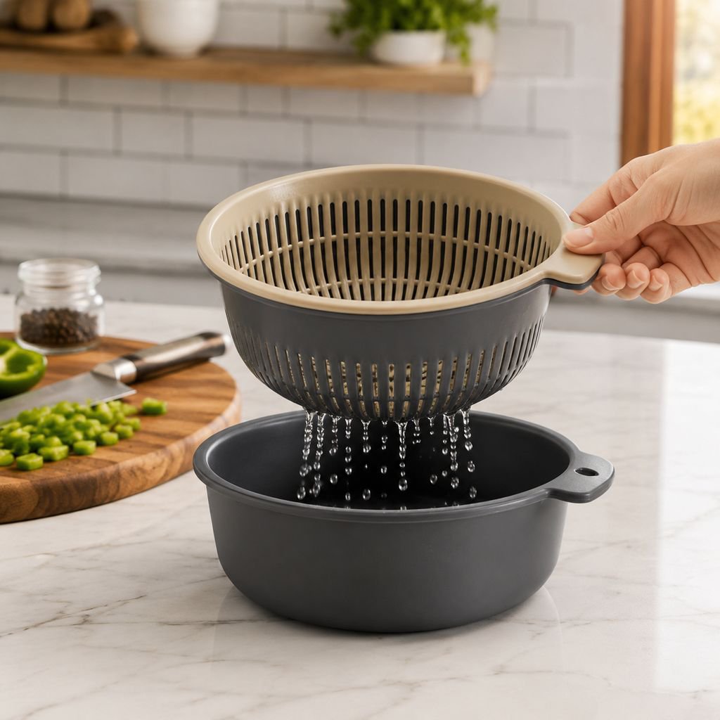 Cesta de cocina con diseño innovador de dos capas