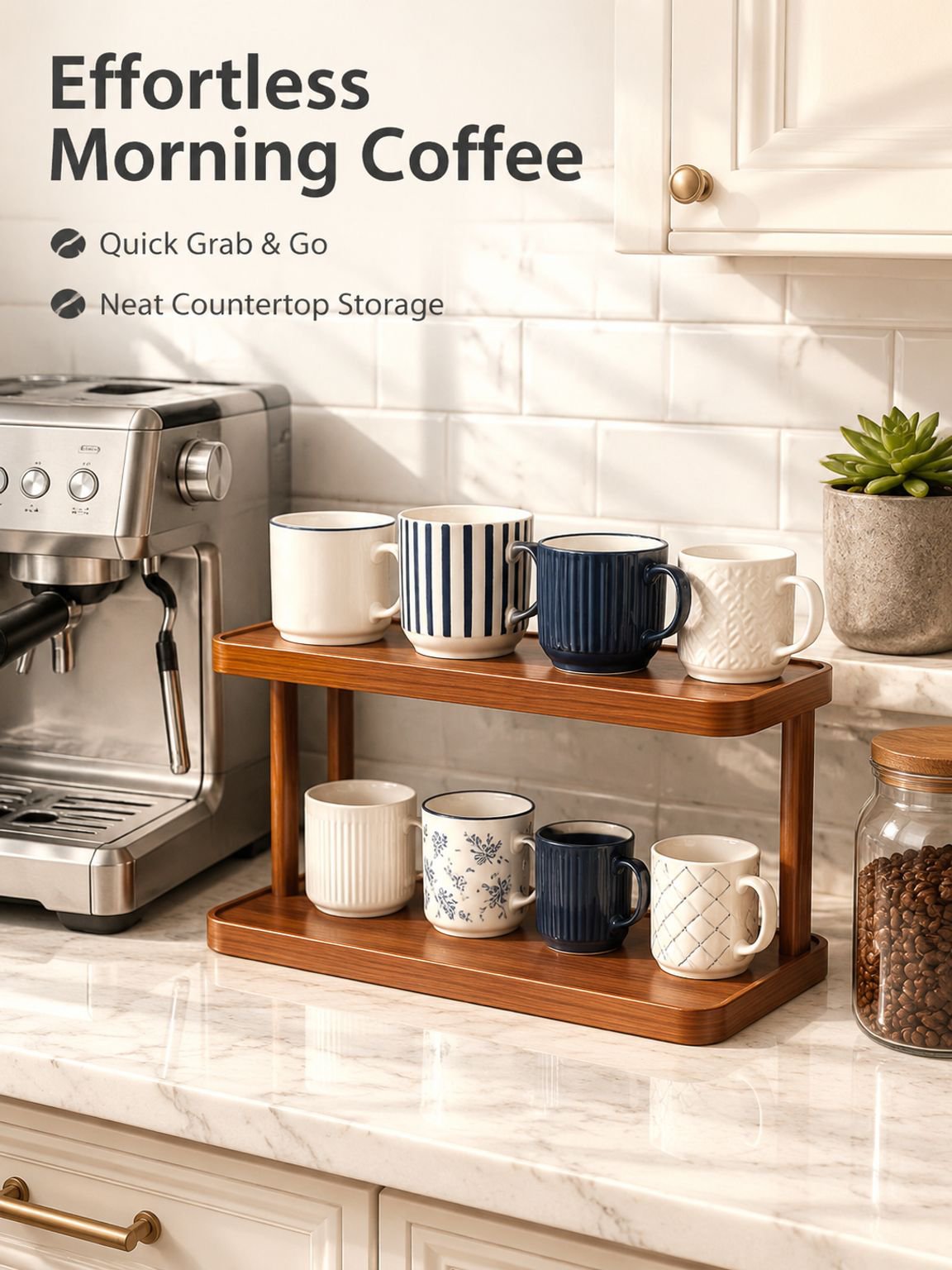 Desktop Teacup and Water Cup Organizer, Coffee Cup Display Rack