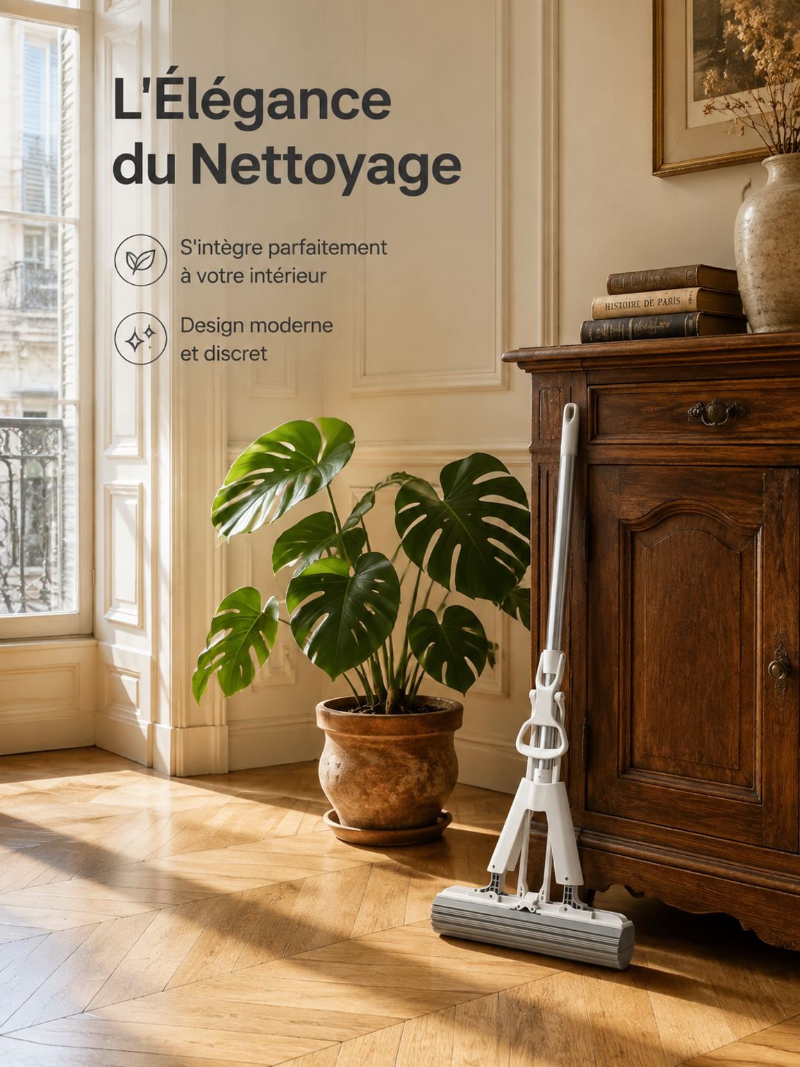 Serpillière éponge pliable avec design innovant pour un nettoyage pratique