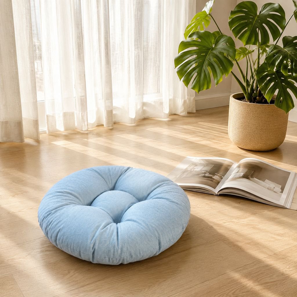 Coussin d’assise rond uni, confortable et respirant, pour salon et chambre, style tatami