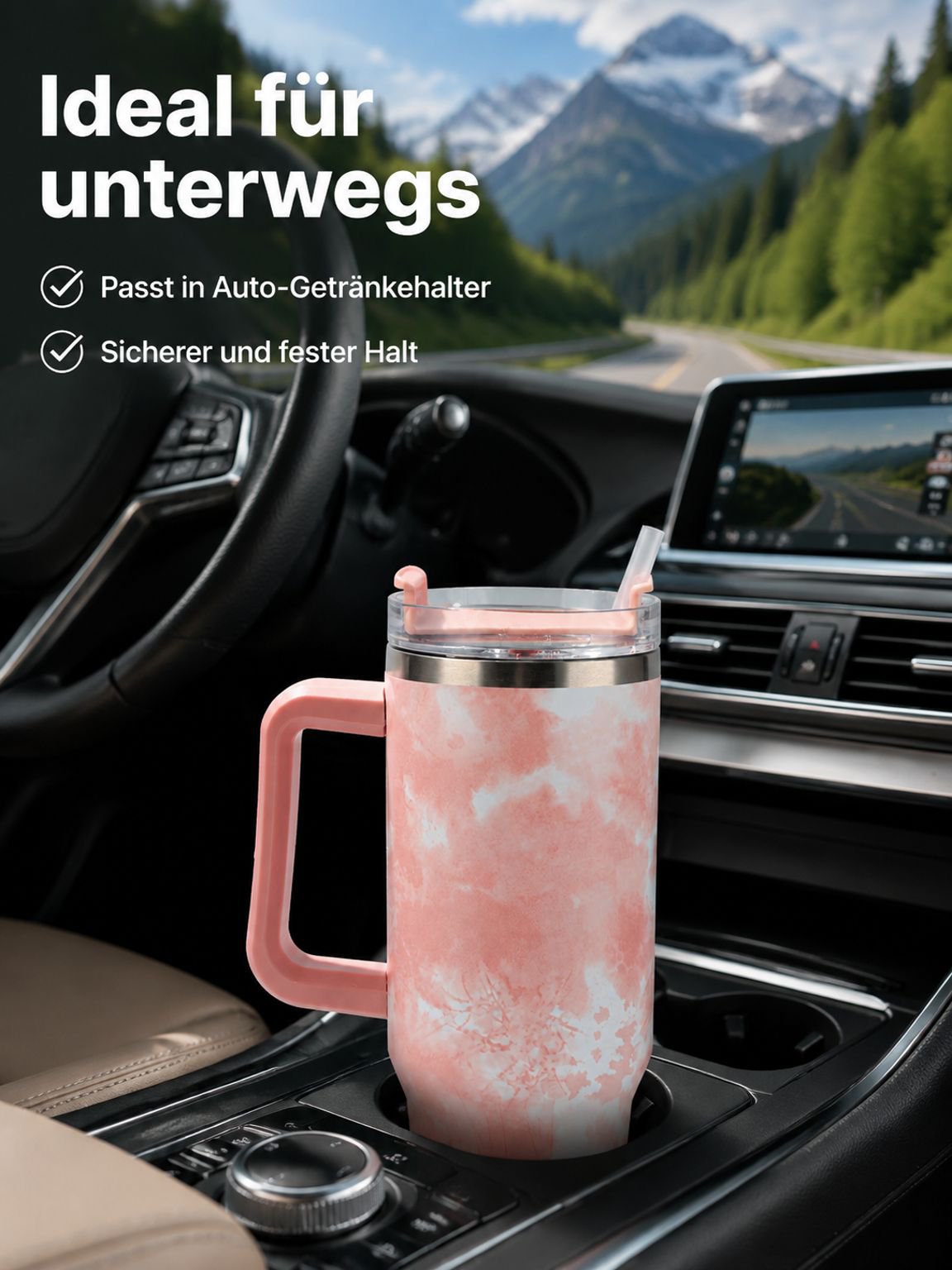 40oz Edelstahl-Thermobecher mit großem Fassungsvermögen für Auto