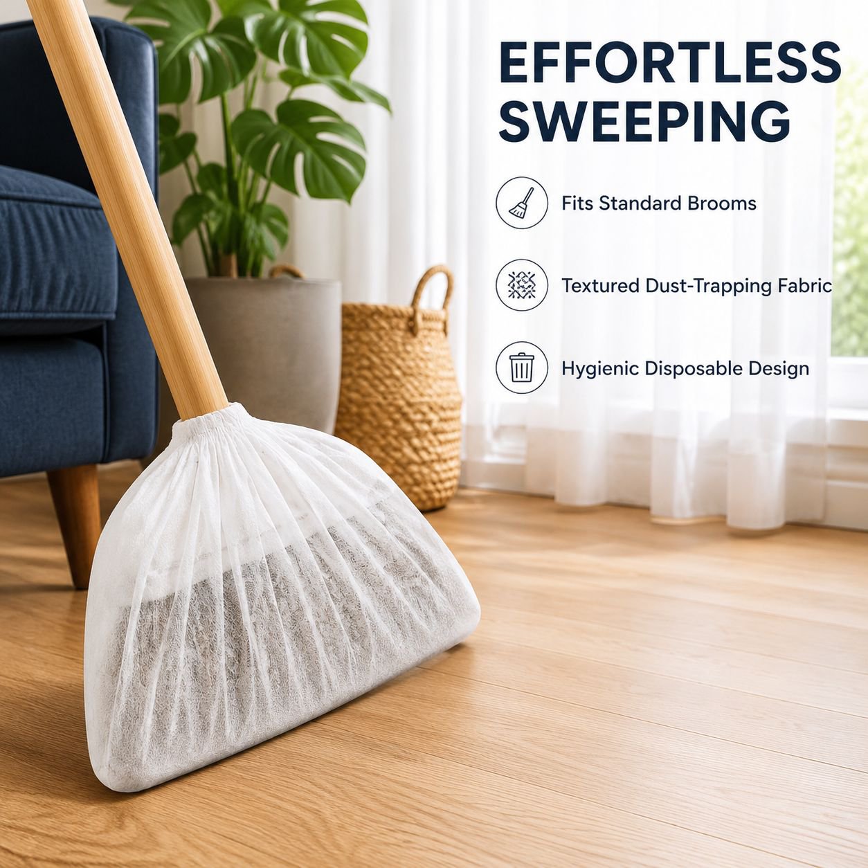 Disposable broom dust cover