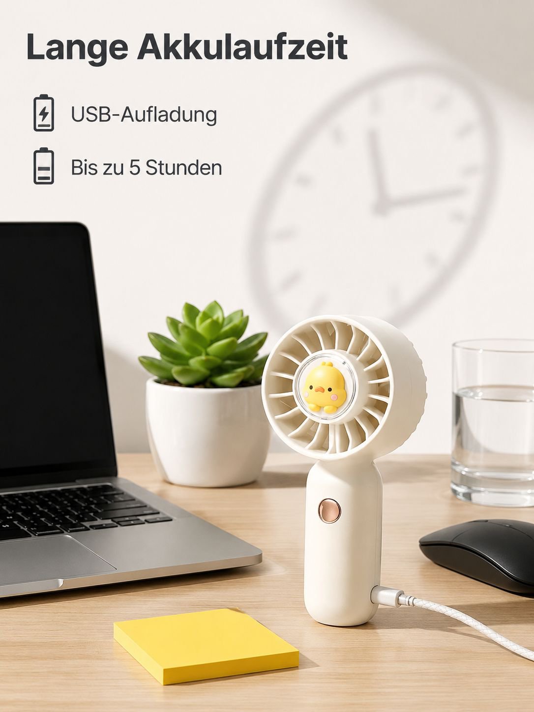 USB Handheld Mini Fan for Students, Pocket-Sized, Silent, Portable, Rechargeable