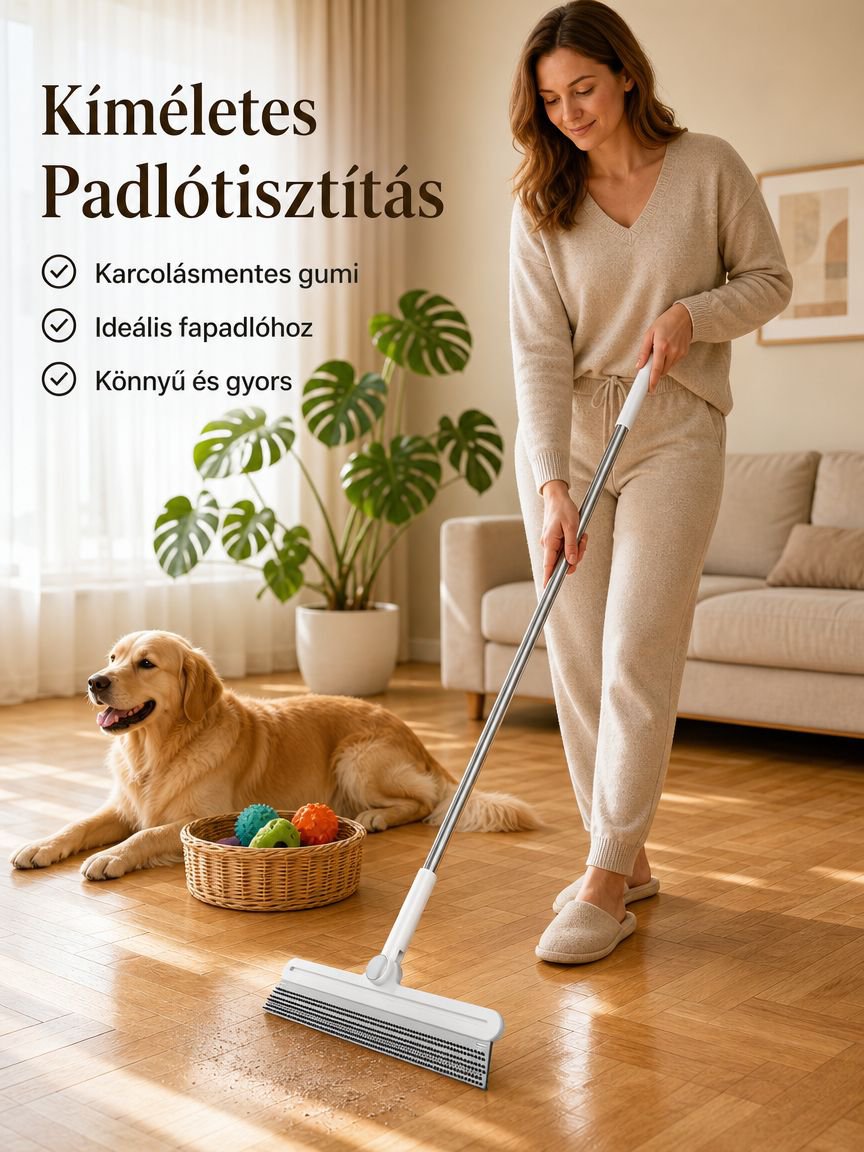  kisállat szőrtisztító kefe hosszú nyéllel, padlótörlő