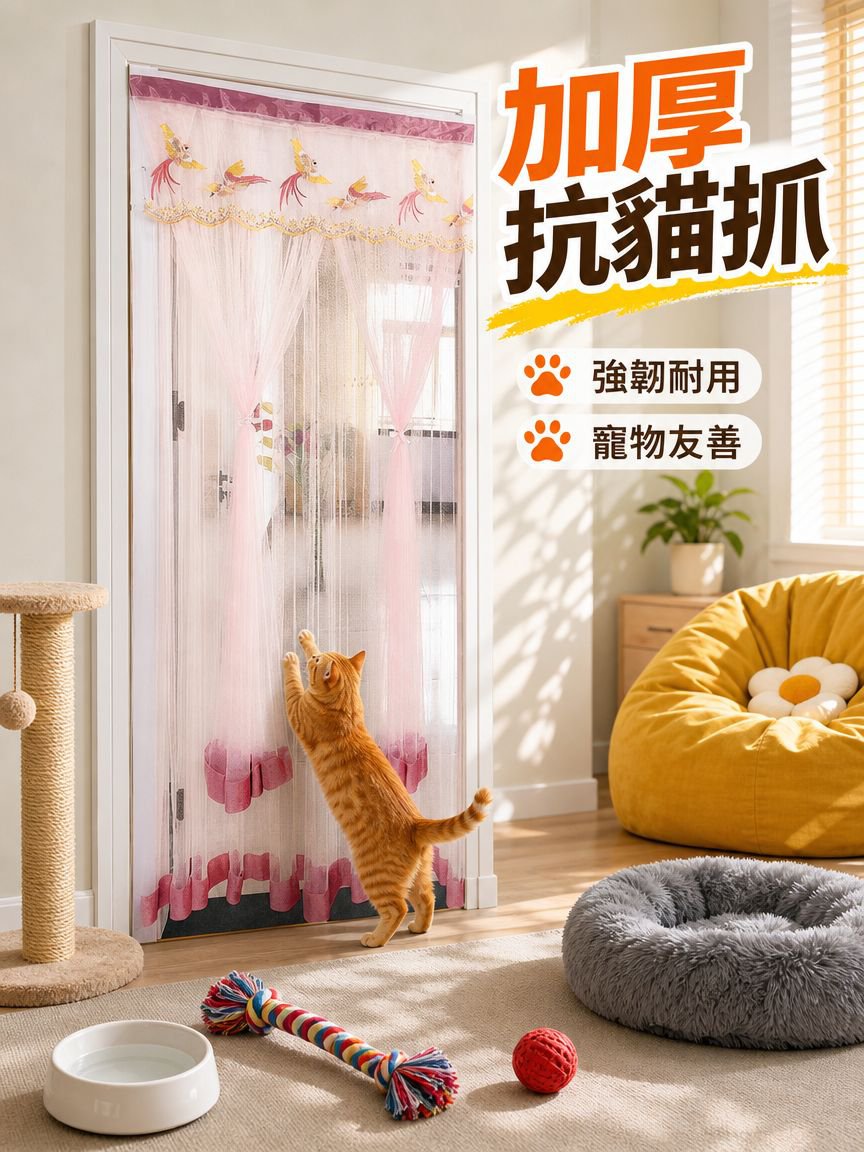 美國進口雙層優質門簾，無需打孔，熱銷產品