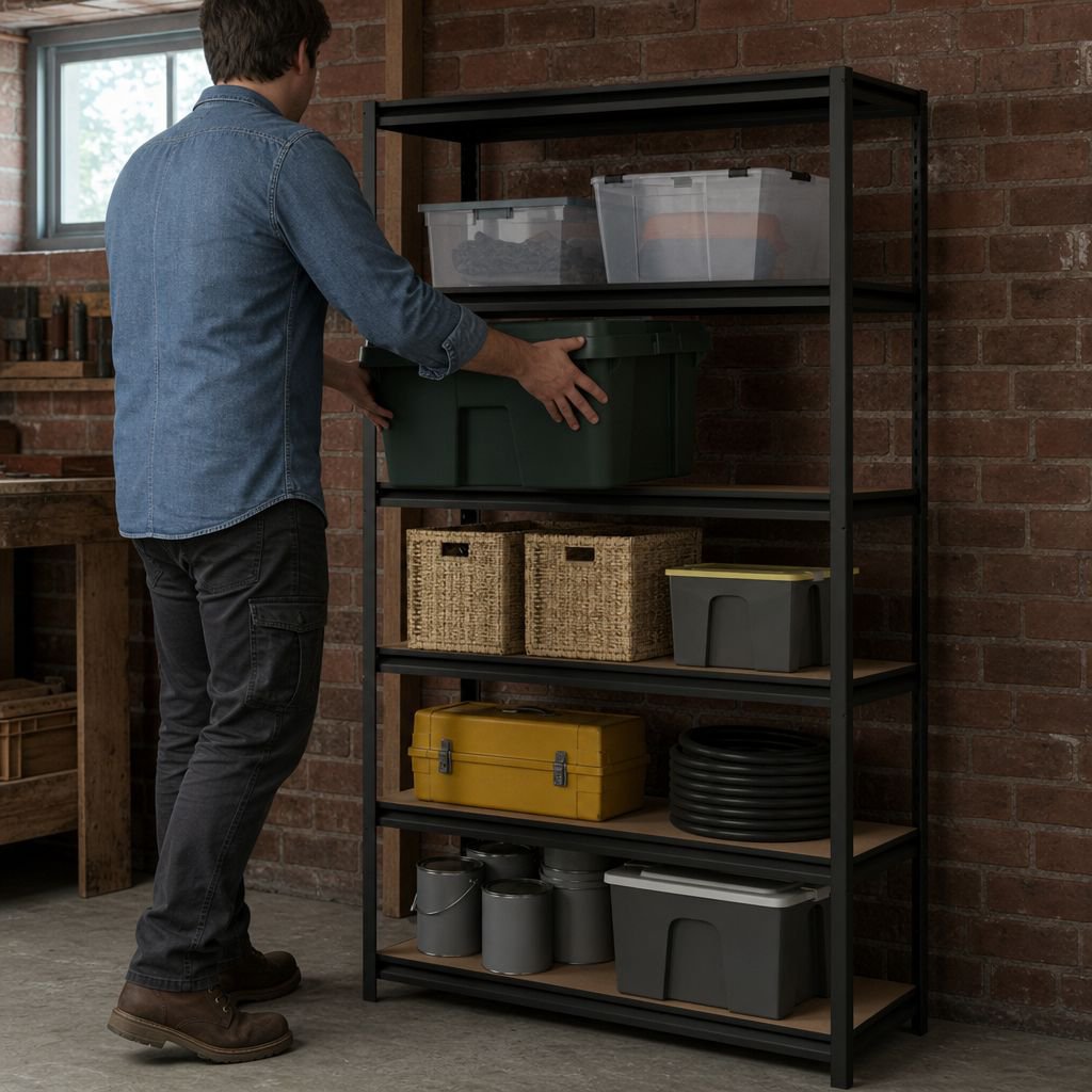 Heavy duty adjustable garage storage shelving