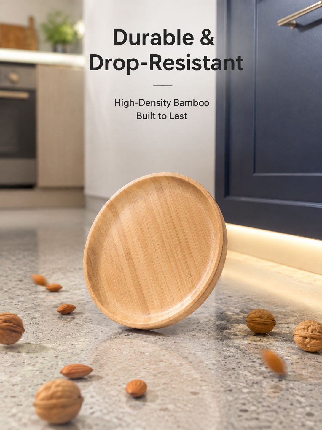 Round wooden dining plate