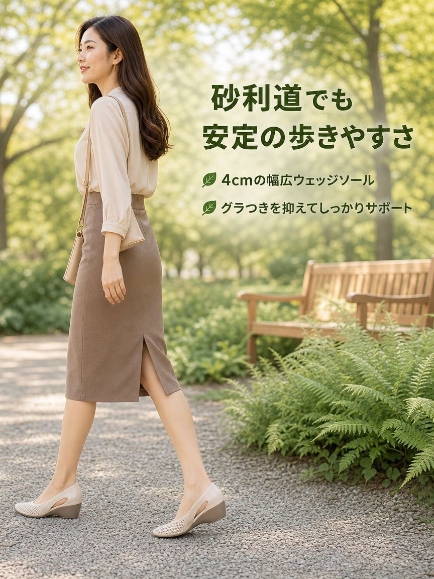 おしゃれなデザインのウェッジパンプス