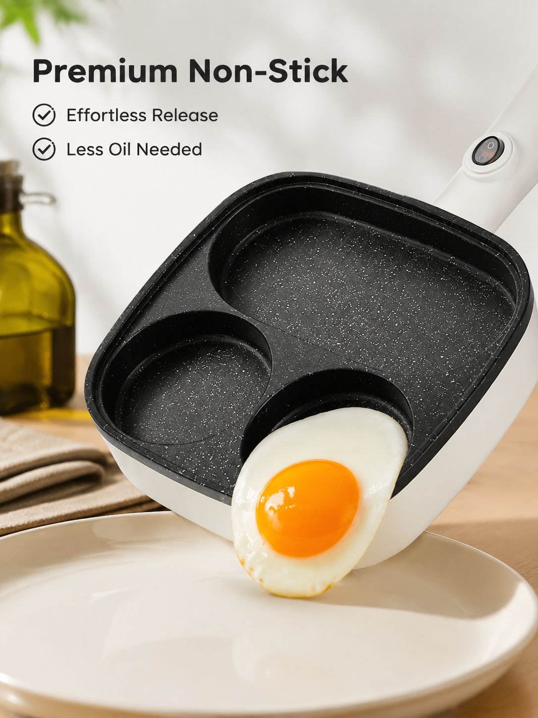 Four-hole non-stick frying pan
