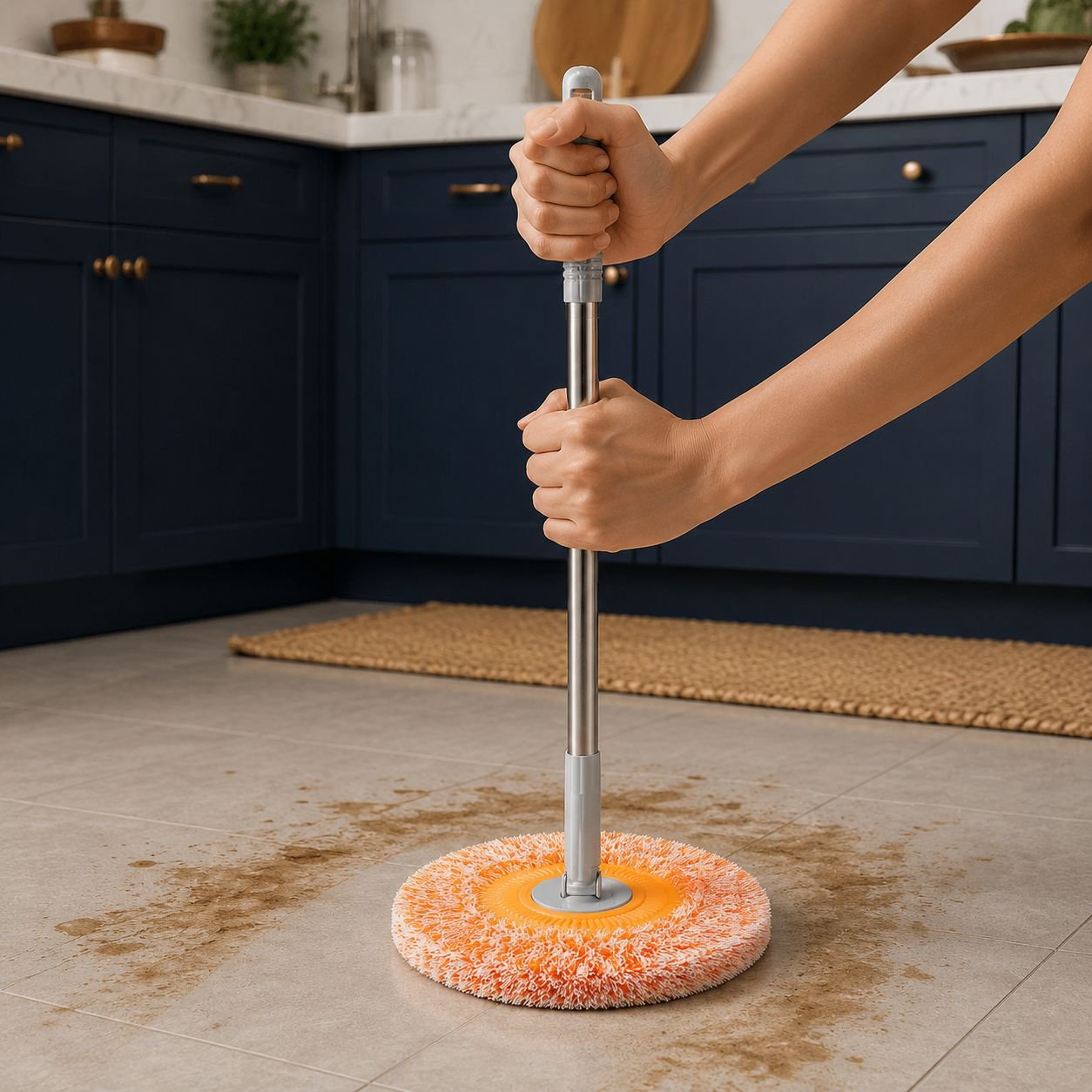 Lightweight telescopic mop with ergonomic handle