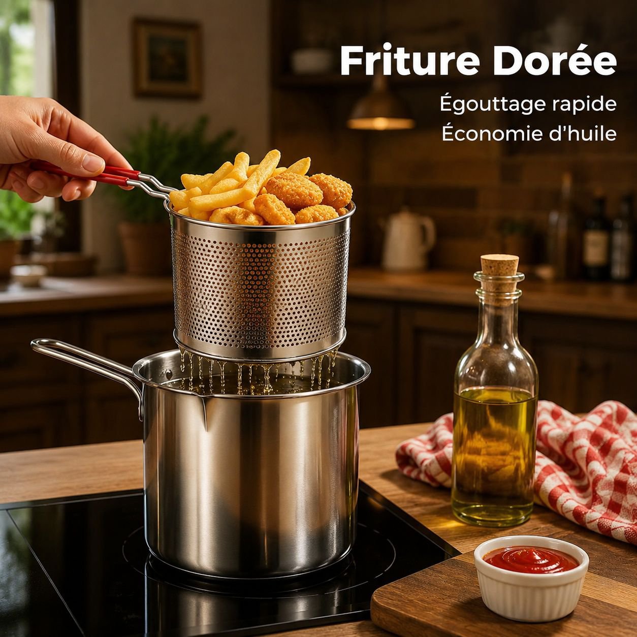 Multifunktionale Fritteuse aus Edelstahl
