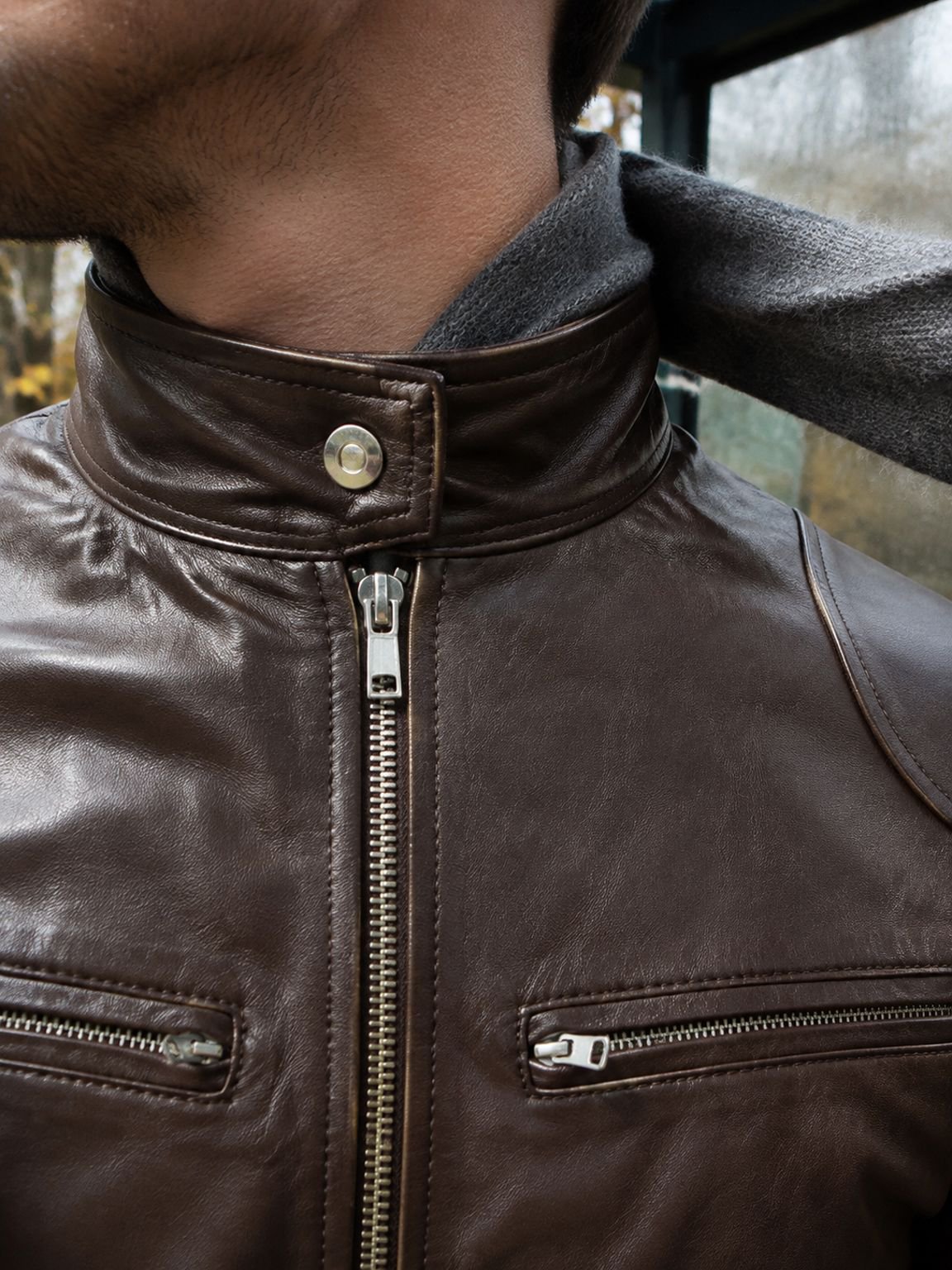 Herren Lederjacke Mantel